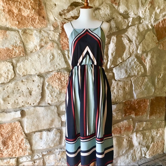 New! Modern, striped summer midi dress in blue - Picture 5 of 8